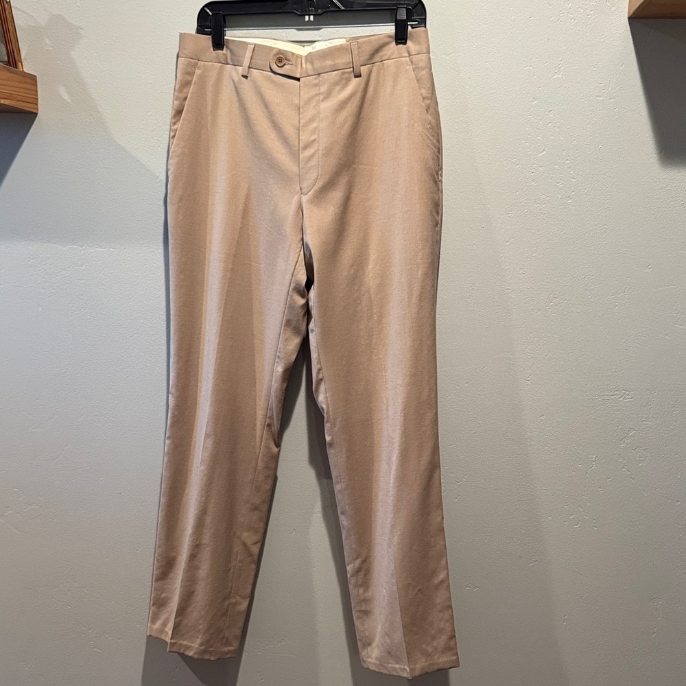 New NWT John Varvatos Thompson Men's Classic Straight-Leg Dress Tan Khaki Pants